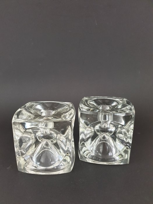 Rudolf Jurnikl voor Sklo - Design cube candlestick (2) - Glass