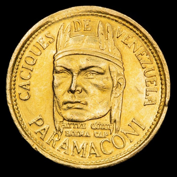 Venezuela - 1/4 cacique - Serie CACIQUES DE VENEZUELA PARAMACONI. Inter-change Bank, Suiza (1957). (1,50 g. 0.900)  - Oro
