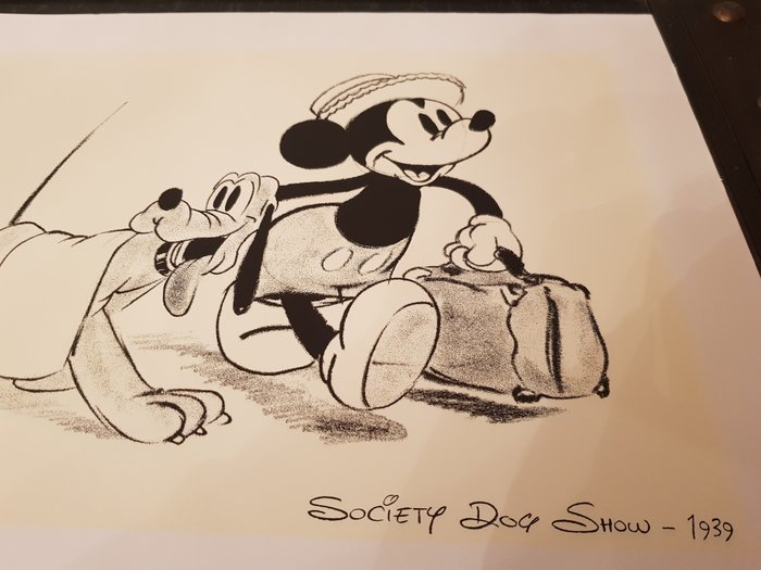 Micky Mouse - Kunstwerk 2 Silk screen prints - Disney Cartoons "Puppy Love" (1933) & "Society Dog Show" (1939)