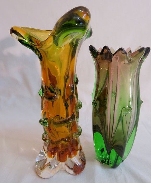Jan Beranek - Skrdlovice Glashütte - massive vases (2) - Glass