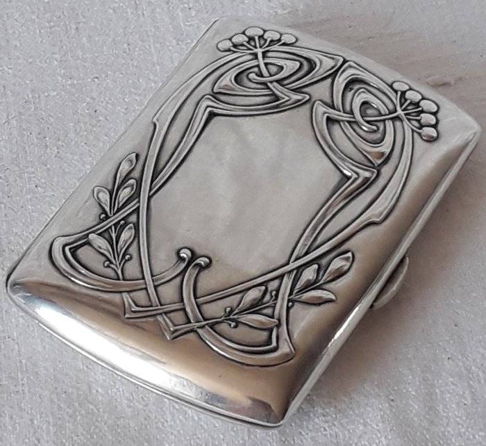Tyska Art Nouveau Jugendstil silvercigarettfodral