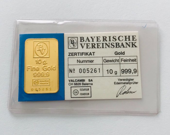 10 gram - Gull .999 - Bayerische Vereinsbank  - Segl+Sertifikat