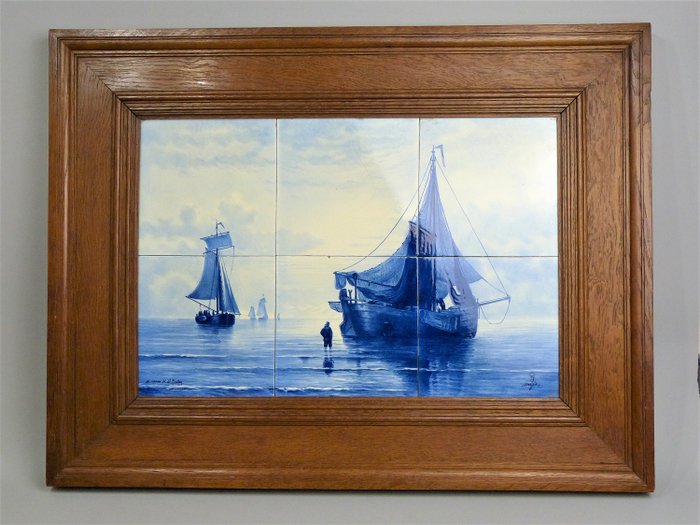 De Porceleyne Fles, Delft - Płytka ze zdjęciem, Malarstwo morskie na kafelkach wg Hendrika Willema Mesdaga - Ceramika