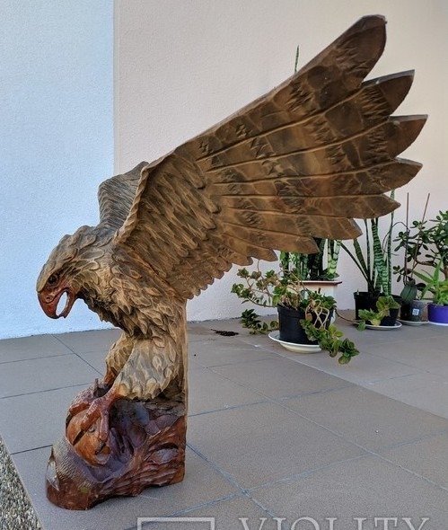 Águila grande de madera - Hecho a mano de la URSS - Para el hogar, patio, jardín, etc. - Madera