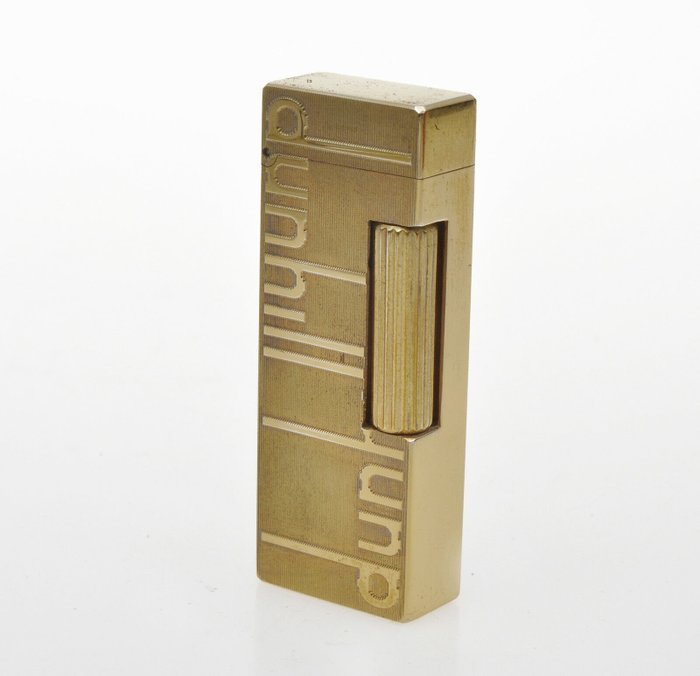 Dunhill - golden Rollagas lighter, rare standard model "Embossed Dunhill"