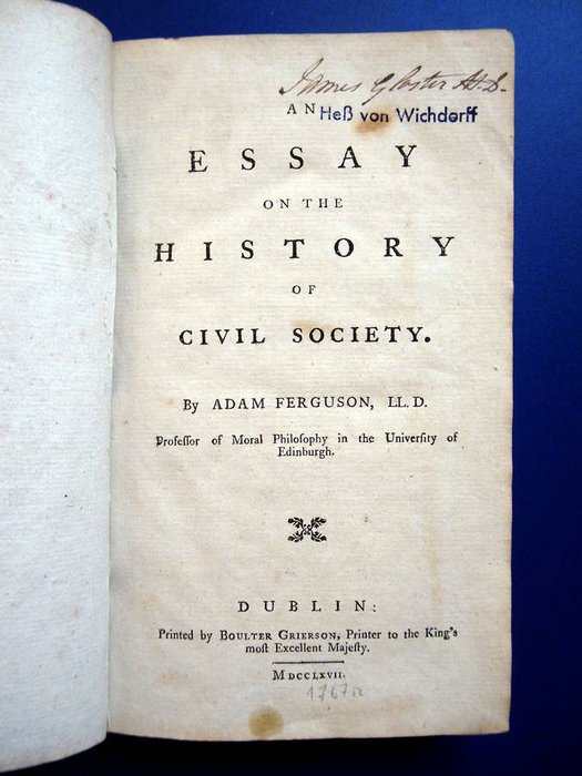 adam ferguson an essay on the history of civil society