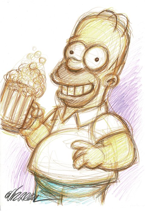 Homer Simpson - Original Drawing - Joan Vizcarra - Originele kunst