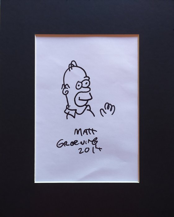 Matt Groening - The Simpsons - Homer  - Gesigneerd - Uniek stuk met COA
