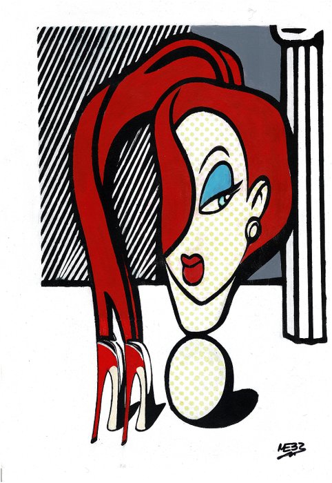 Jessica Rabbit - Roy Lichtenstein Tribute - Original Artwork - MEB  - Acryl Art