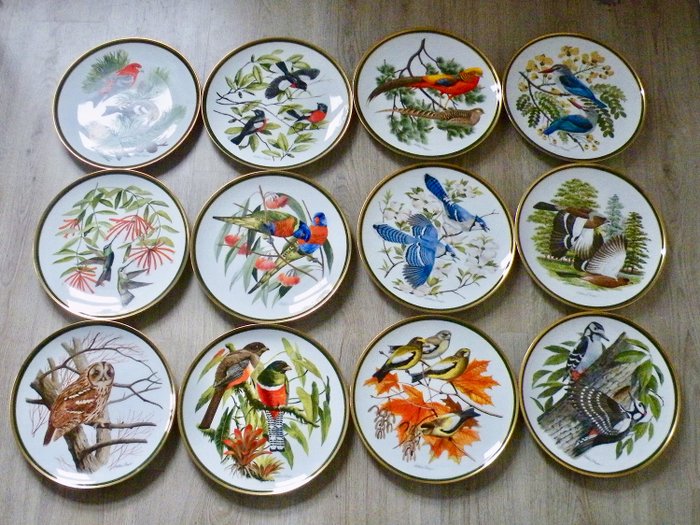 Arthur Singer - Franklin Mint Plates - Woodland Birds of the World (12) - Porcelæn