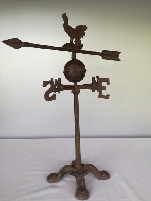 Antique cast iron weather vane with rooster - cast iron