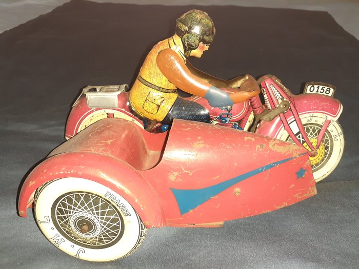 JML Jouets Magnin et Roure Lyon - motorfiets met zijspan 0158 - 1930-1939 - Frankrijk