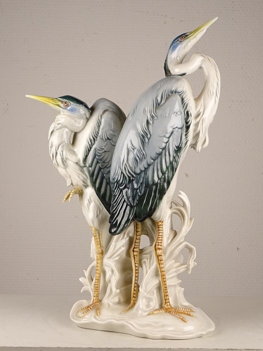 Karl Ens - Volkstedt - Sculpture of two herons - Porcelain