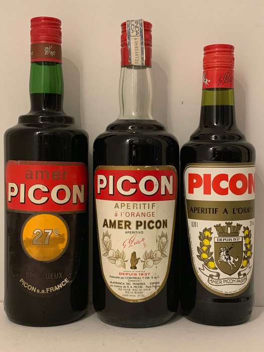 Picon - Amer Picon - 0,7 Liter, 1,0 Liter, 0.975 Ltr - 3 flessen