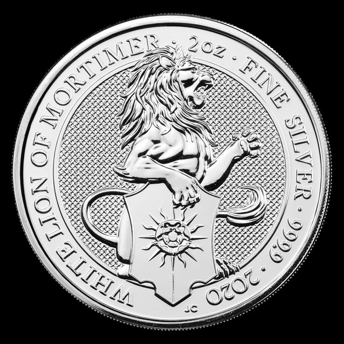 United Kingdom. 5 Pound 2020 Queens Beast - White Lion - 2 Oz