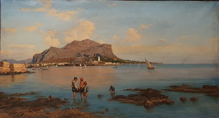 Francesco Lojacono (1838-1915) - Marina di Palermo con Monte Pellegrino 