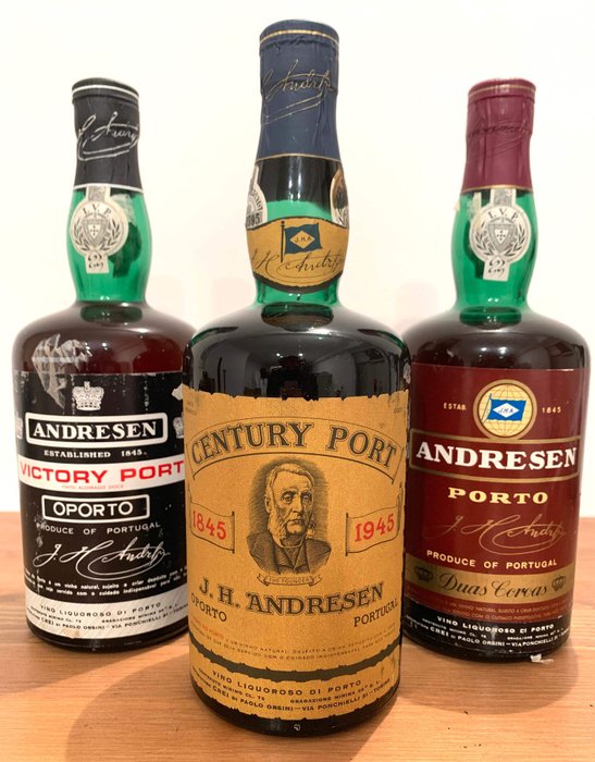 J.H. Andresen: Century Port 1845-1945, Victory Port, Dias Coroas Port - Oporto - 3 Bottles (0.75L)