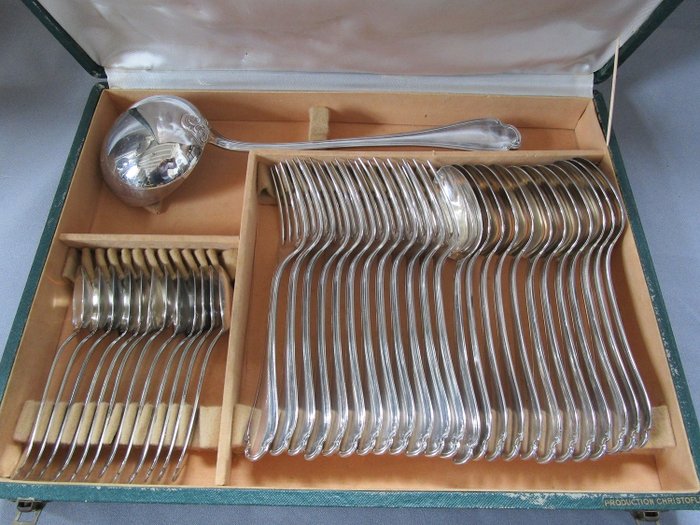 Christofle Paris - antique cutlery - 24 parts - original packaging - silver plated - gemarkt mit Christofle & Punze - France - Late 19th century