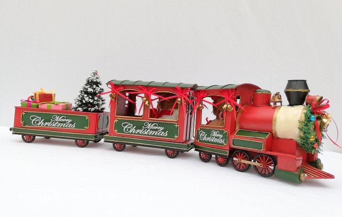 Frumos tren de Crăciun - tren de decorare de Crăciun - metal