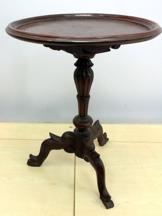An Antique Round Side Table With Rich, Antique Mahogany Round Side Table