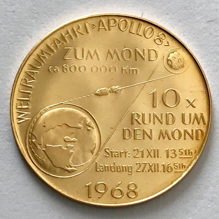 德國 - Medaille 1968 - Apollo 8  - 金色