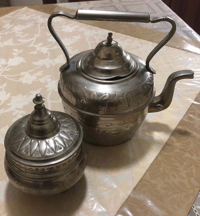 M.D. - Marque Deposee - Arabic Teapot and Sugar Bowl (2) - Copper