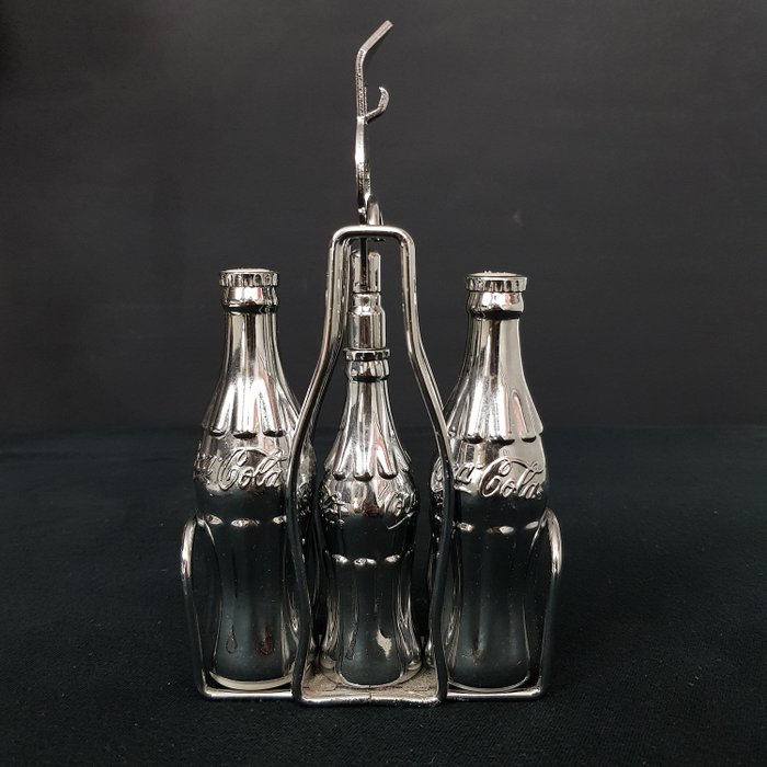Coca Cola Pfeffer- und Salzset / Flaschenöffner - Chrom