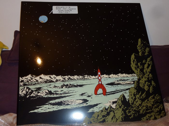 Tintin - Grande plaque émaillée L'émaillerie Belge (1m x 1 m) - Ref. MFT Lune6 - Terre appelle la fusée  - Eerste druk - (1985)