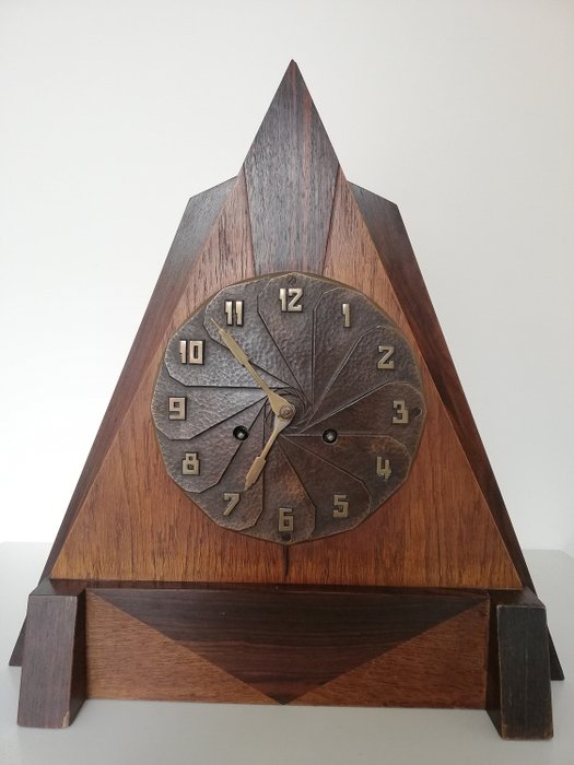 MUNDI clock - Amsterdam school - Various kinds of wood - 1920 