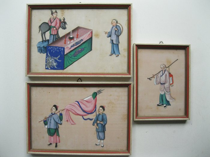Tropenpapier Malerei (3) - Markpapier - Chinesische Szenen - China - 19. Jahrhundert