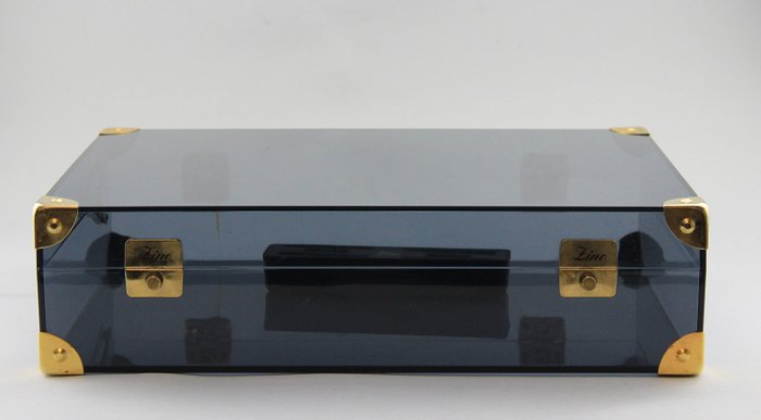 Davidoff Zino  - Vintage Humidor Cigar box case  - Brass, Acrylic smoke/black 