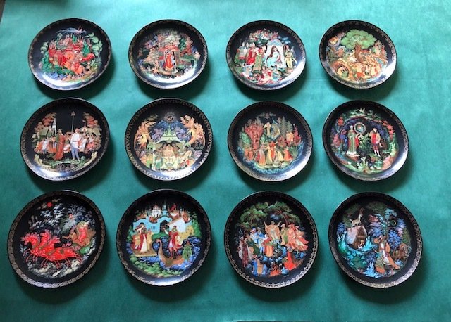 Various RUSSIAN LEGENDS Collector Plates by Palekh Art Studios 