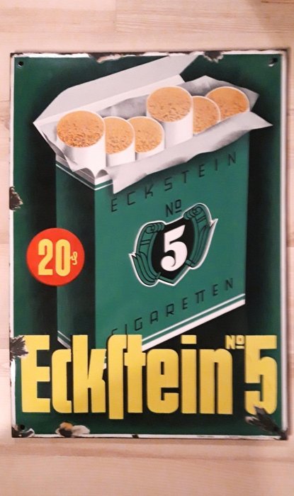 Ferro Email / C.Robert Dold, Offenburg  - Γερμανική πινακίδα Eckstein 5 από το 1925 με εξαιρετική λάμψη (1) - Σμάλτο