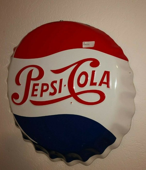 Pepsi Cola - Reklamskylt, tennskylt, PEPSI COLA 70-tal (1) - metall