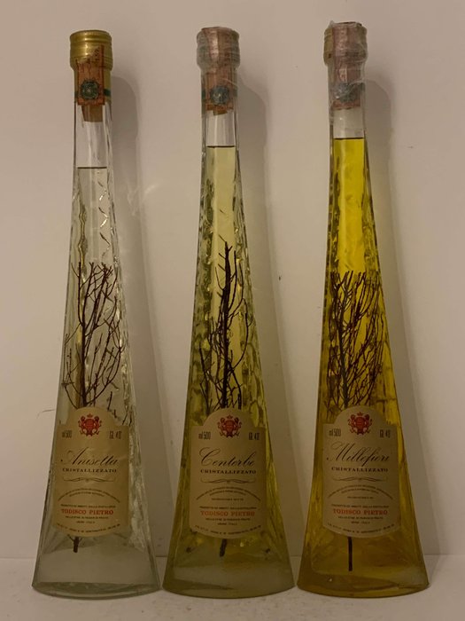 Todisco Pietro - Anisette - Centerbe - Millefiori - b. 1970er Jahre - 500 ml - 3 flaschen