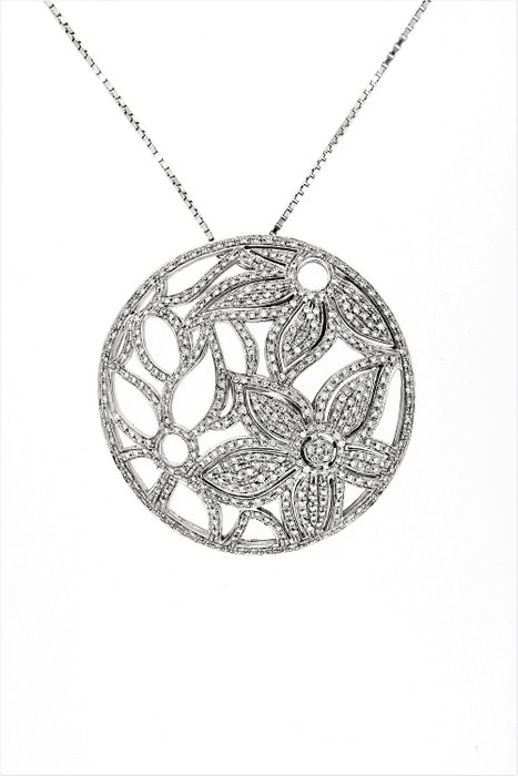 Preview of the first image of 18 kt. White gold - Necklace with pendant - 4.50 ct Diamond.