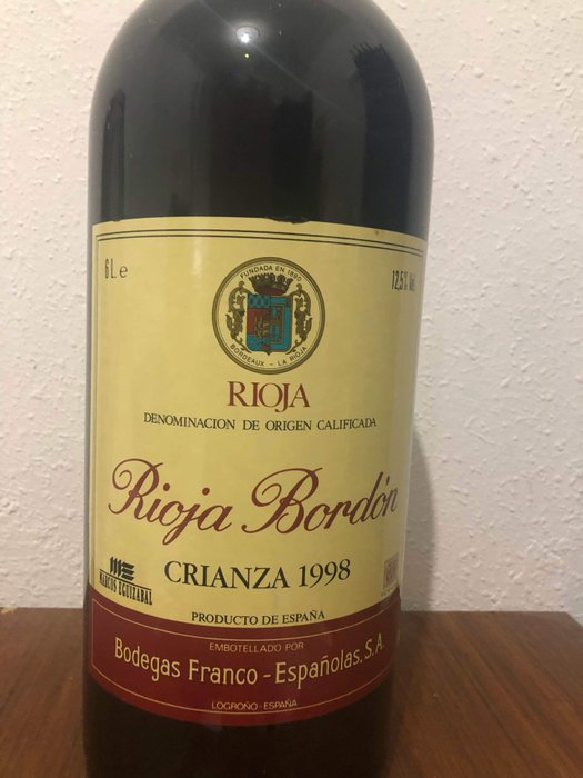 1998 Bodegas Franco-Espanolas Bordon Crianza, Rioja  - La Rioja Crianza - 1 Methuselah (6,0L)