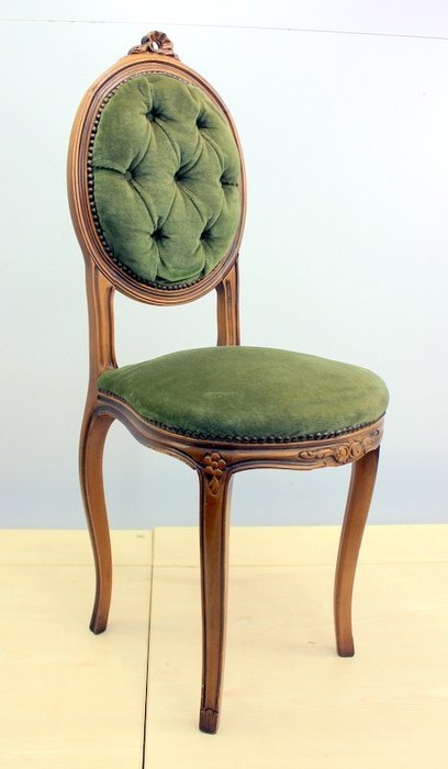A Side Chair Medallion Chair With Green Velvet Louis Xvi Style