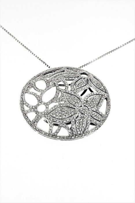 Image 3 of 18 kt. White gold - Necklace with pendant - 4.50 ct Diamond