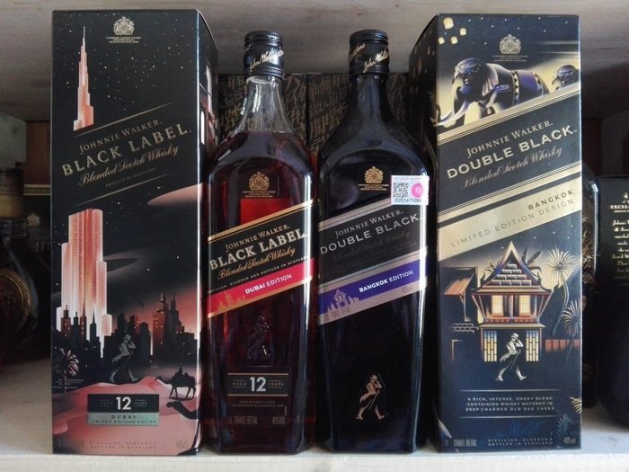 Johnnie Walker  Double Black Bangkok and Black Dubai Limited Edition - 1,0 liter - 2 flasker