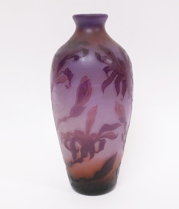 Edmond Rigot - L'Art de la Sarre - Art Nouveau acid etched cameo glass vase 