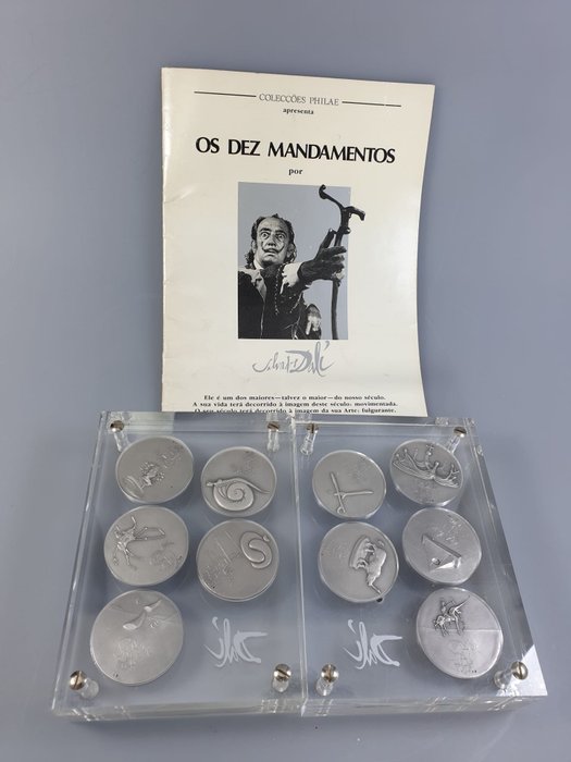 Spanien - 10 medallions  1975 - Salvador Dali - The 10 Commandments - Silber