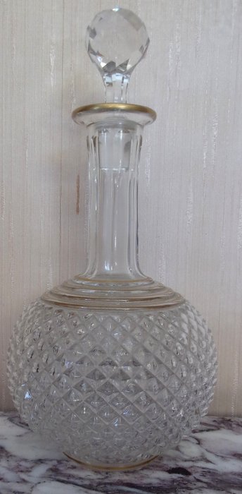 Baccarat - 酒瓶，鑲有利口酒的鑽石技巧目錄1893 - 水晶