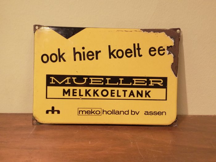 Meko Holland bv Assen - Mueller mjölkkyltankplatta (1) - Emalj