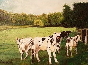 Joseph Borrezee (1930) - Weiland met koeien