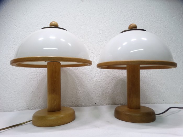 Steinhauer - 2 mushroom tafellampen (2) - hout/kunststof