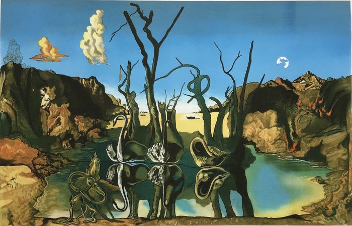 Salvador Dali  - Cygnes reflétant des Éléphants 