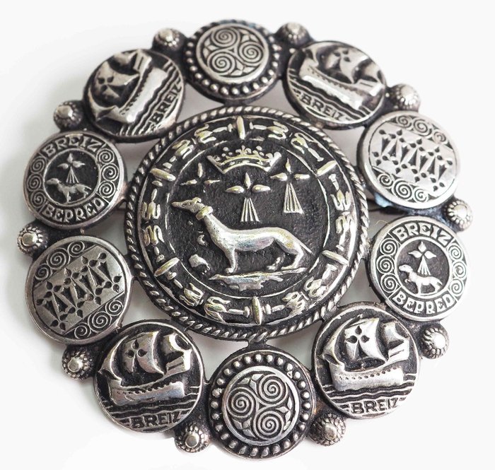 Celtic silver plated - Brooch, Breiz Bepred
