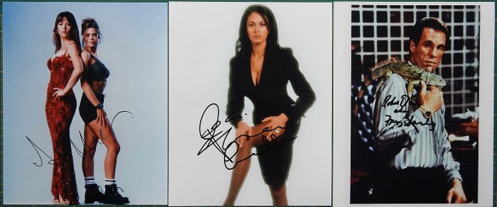 詹姆斯·邦德 - 007 - Bond Girls / Villain - Maria Grazia Cucinotta + Robert Davi + Sophie Marceau  - 3 signed photos with COA