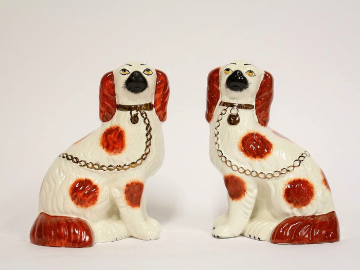 Pair of Staffordshire window dogs